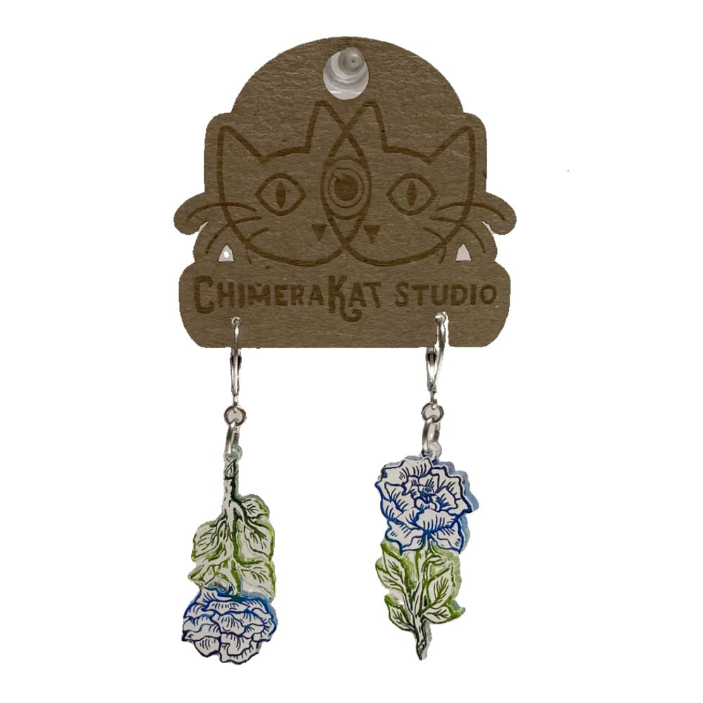 Blue Rose Earrings