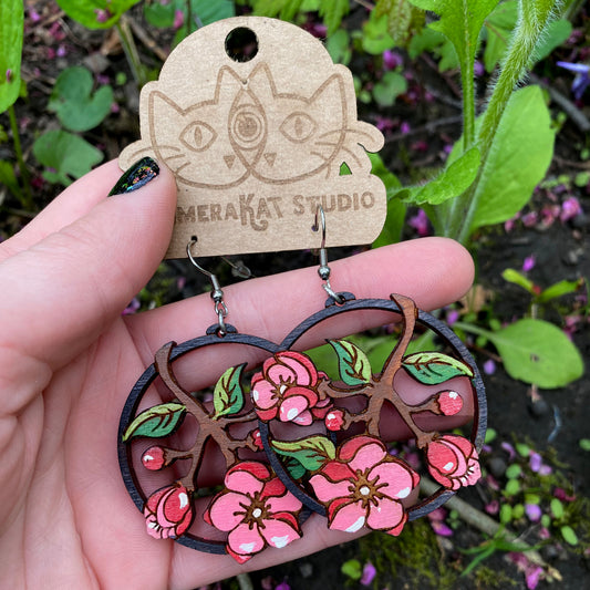 Cherry Blossom Hoop Earrings