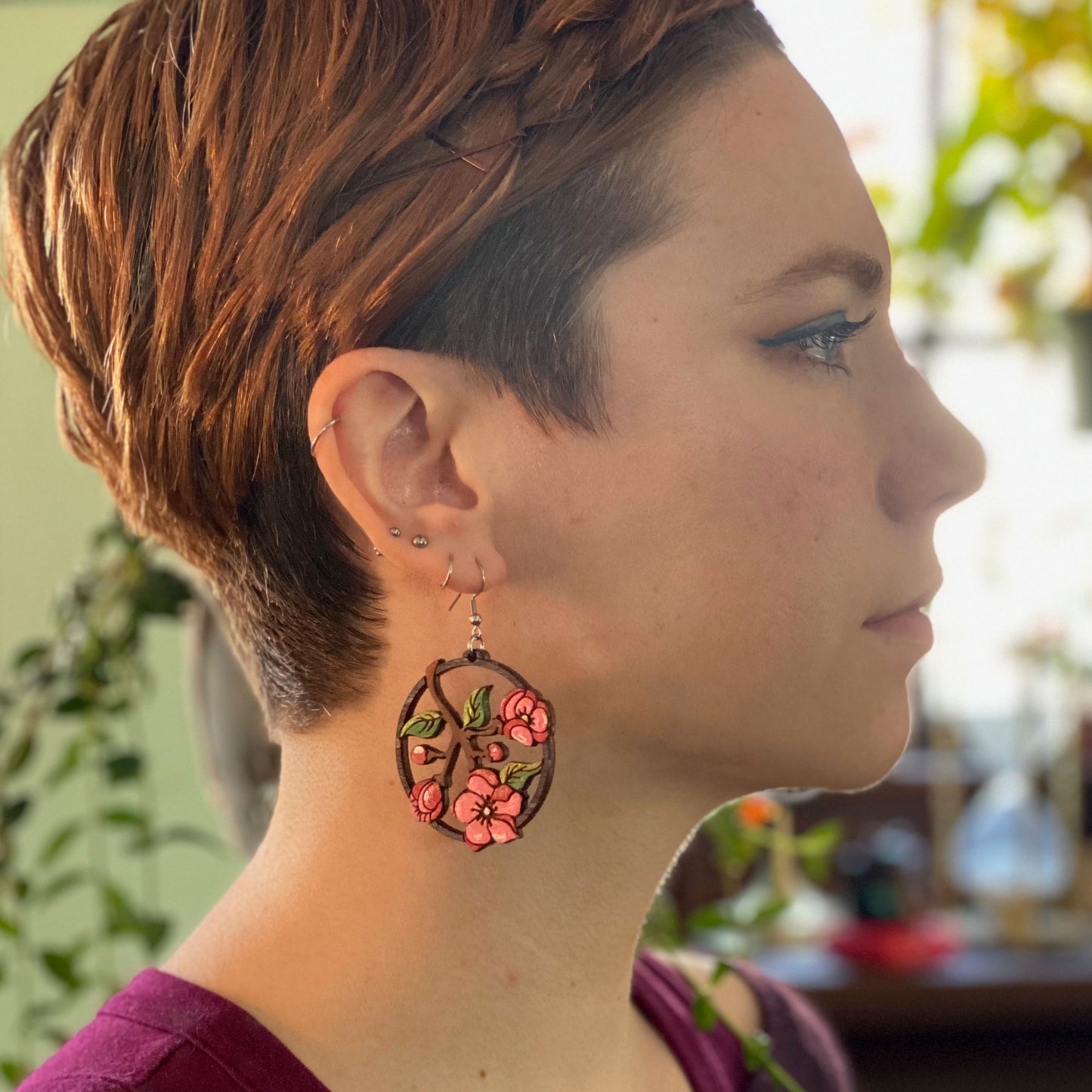 Cherry Blossom Hoop Earrings