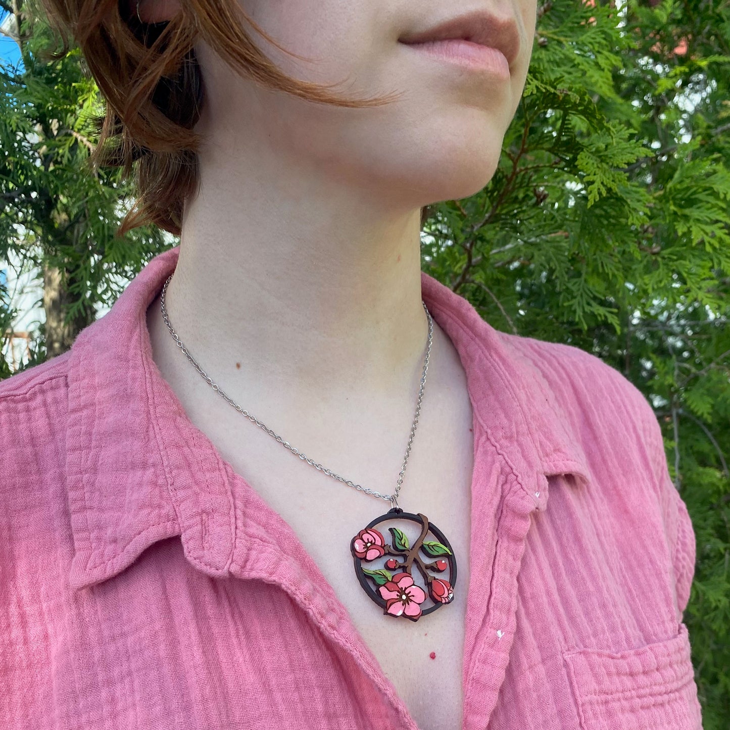 Cherry Blossom Hoop Necklace